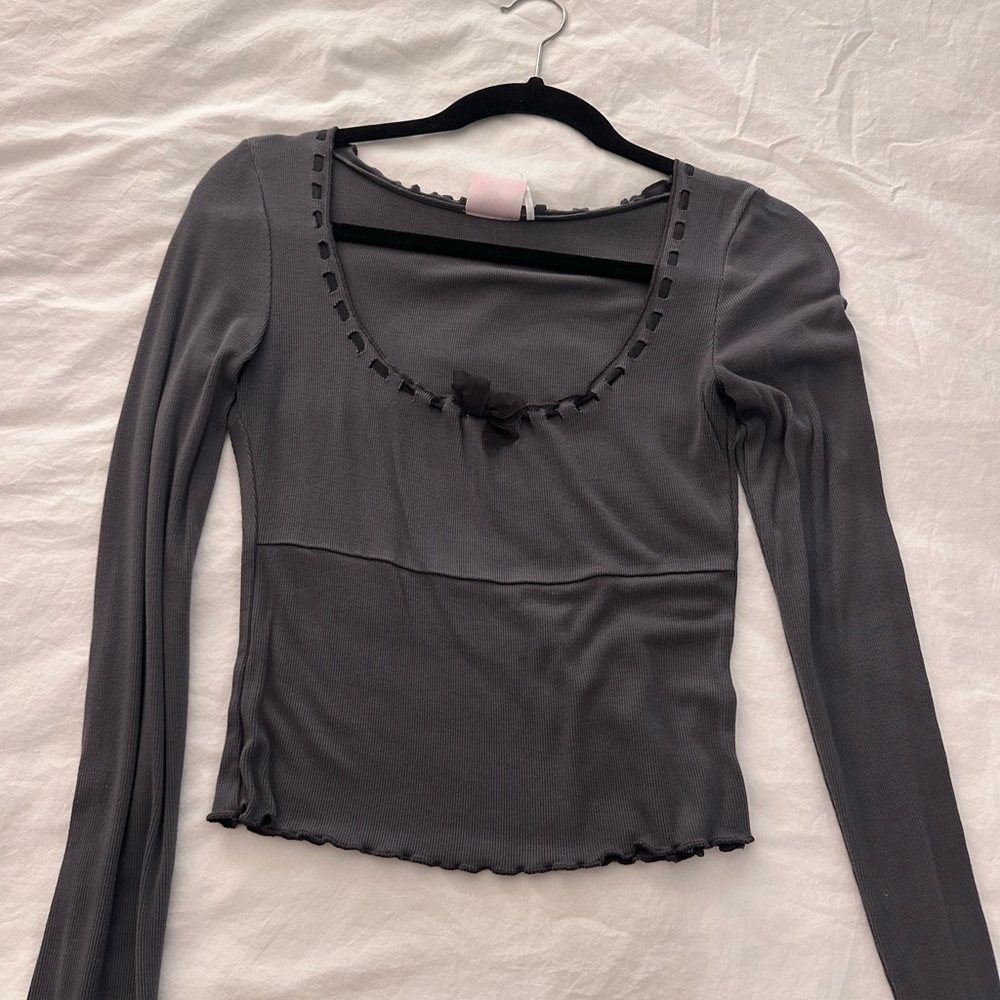 Urban Outfitters Charcoal Long Sleeve Blouse